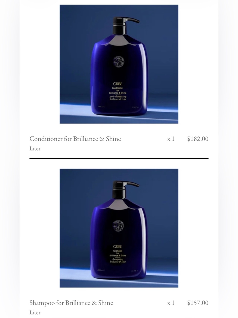 ORIBE Supershine Hydrating Shampoo& Conditioner Liters with Pumps